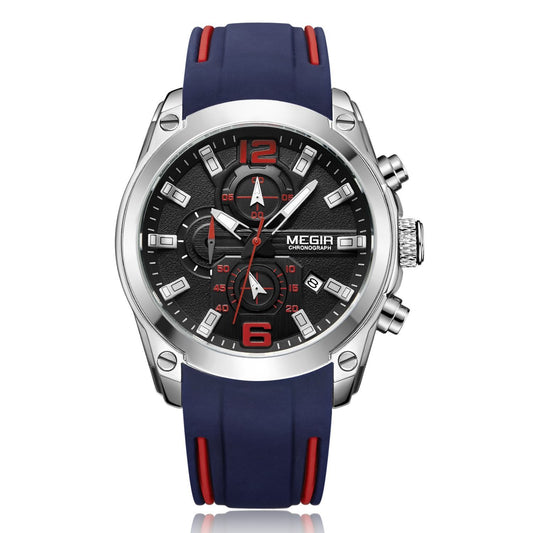 Megir MN2063GBE-1 Chronograph Quartz Blue Silicone Strap Men’s watch