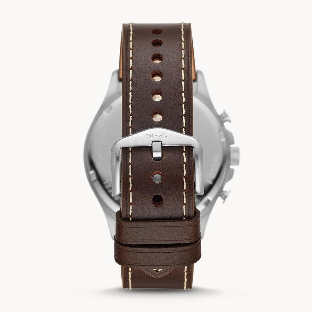 Fossil Forrester FS5696 Chronograph White Dial Quartz Genuine Leather Strap Men’s Watch