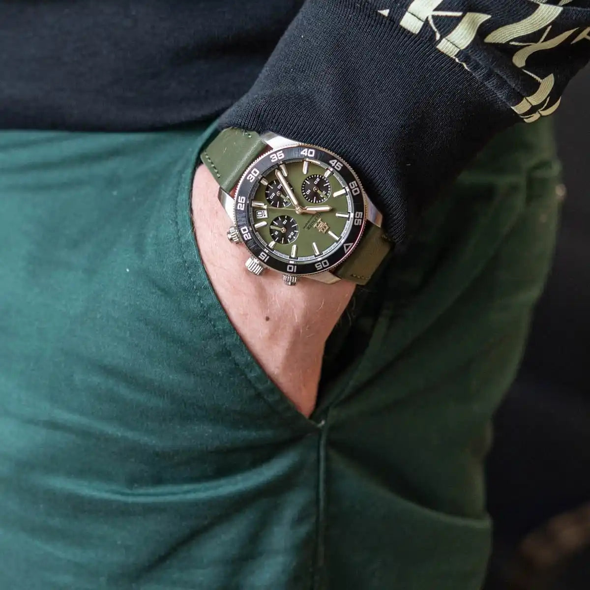 Tommy Hilfiger TH1792188 Chronograph Quartz Genuine Leather Green Belt Men’s Watch