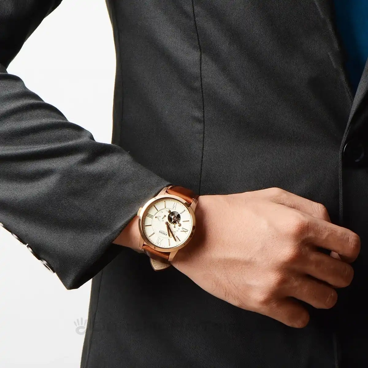 Fossil Townsman ME3105 White Dial Automatic Genuine Leather Strap Men’s Watch