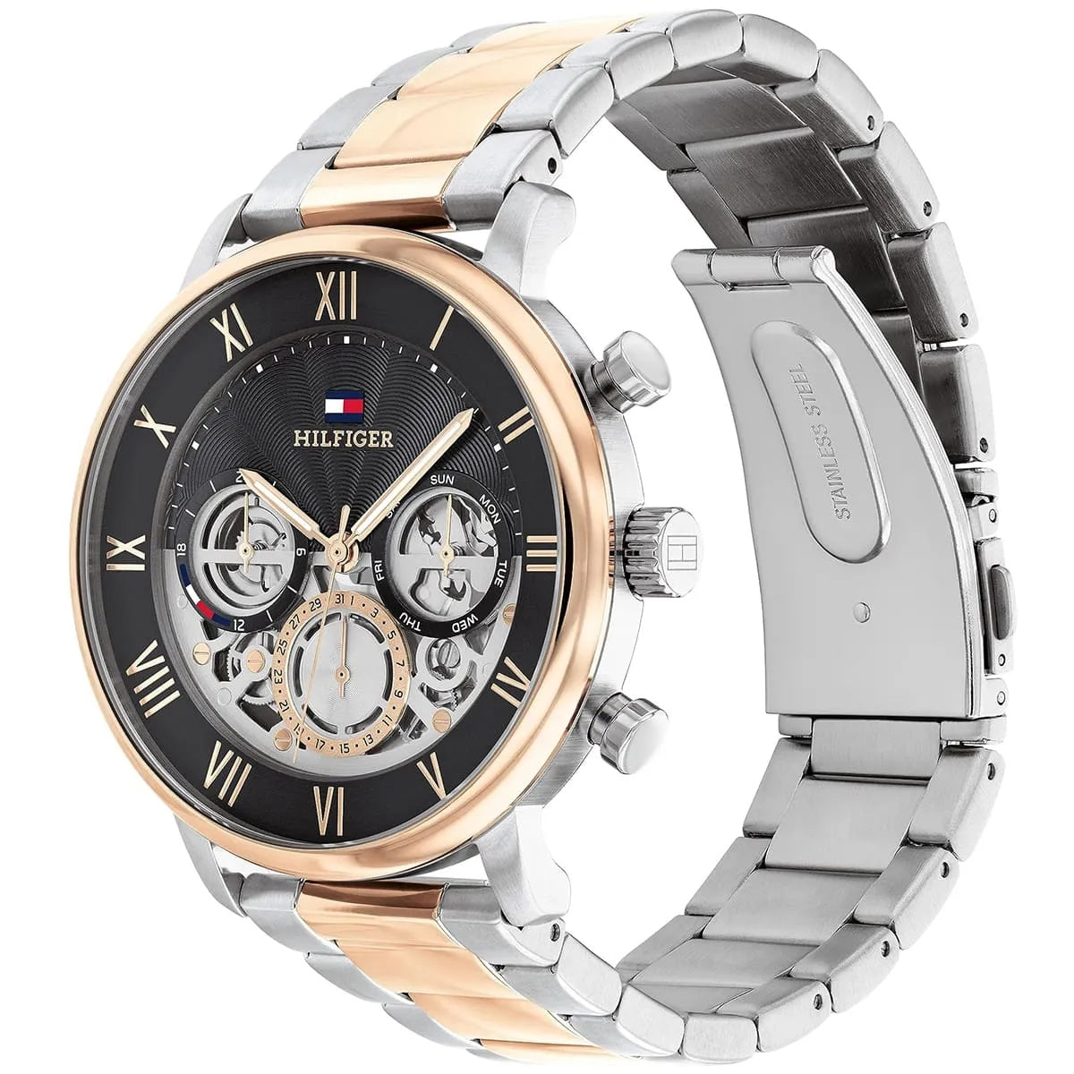 Tommy Hil-figer LEGEND TH1710570 Quartz Skeleton Dual-Tone Stainless Steel Chain Men’s Watch