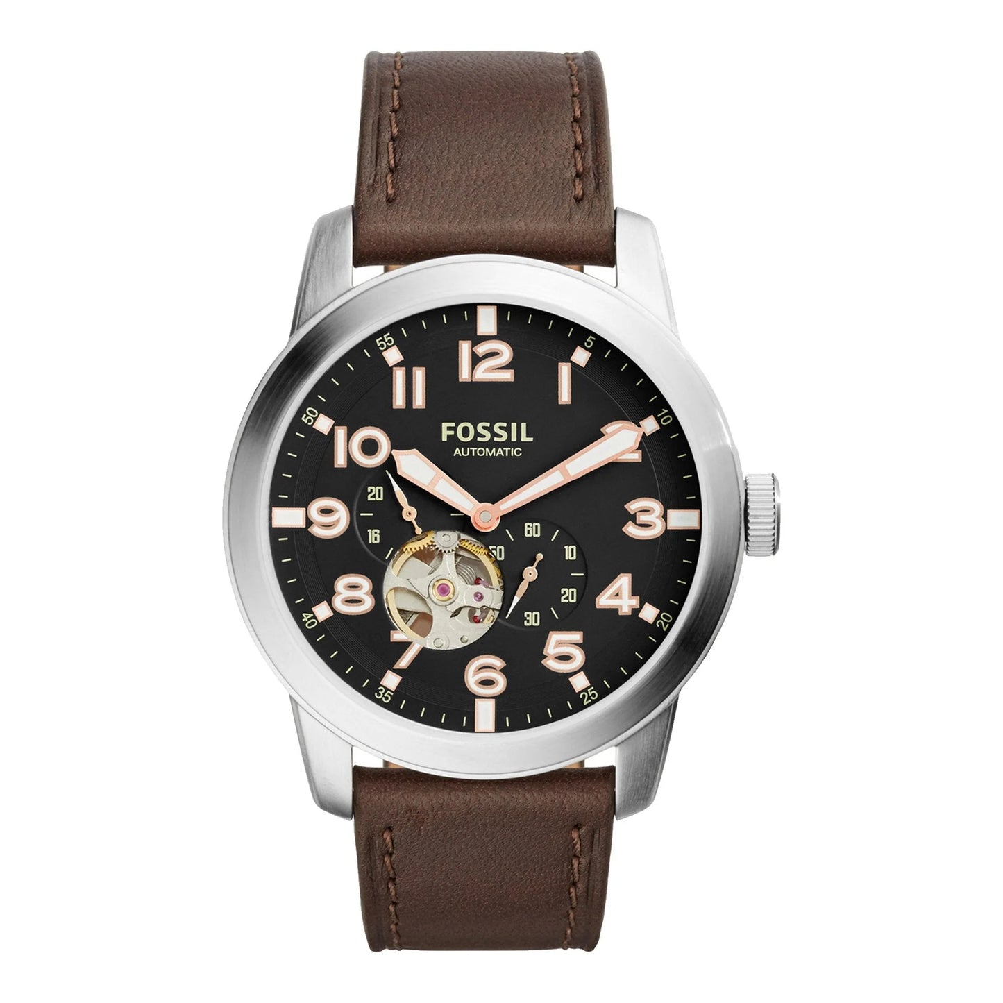 Fossil Pilot ME3118 Automatic Black Dial Genuine Leather Strap Men’s Watch
