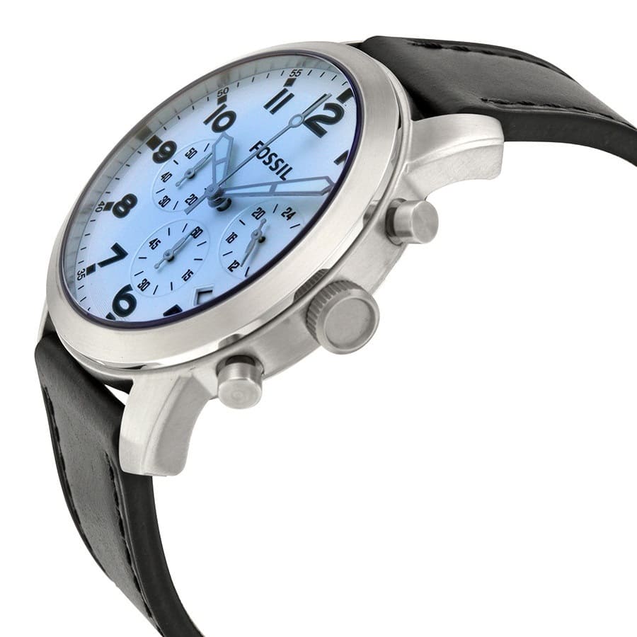 Fossil Pilot FS5162 Chronograph Quartz Blue-Tinted Dial Genuine Leather Strap Men’s Watch