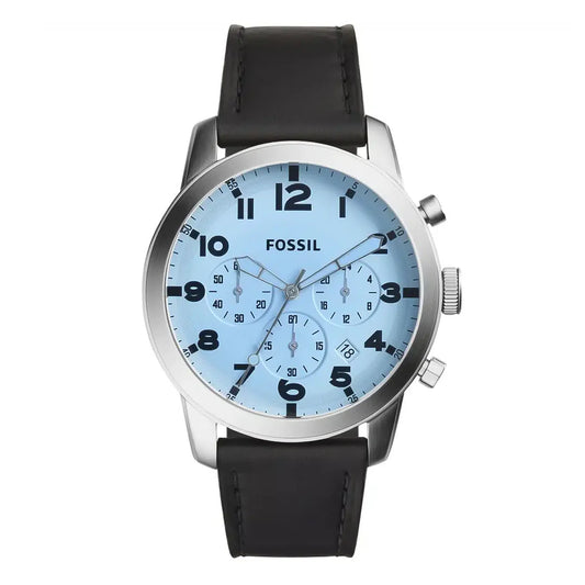 Fossil Pilot FS5162 Chronograph Quartz Blue-Tinted Dial Genuine Leather Strap Men’s Watch