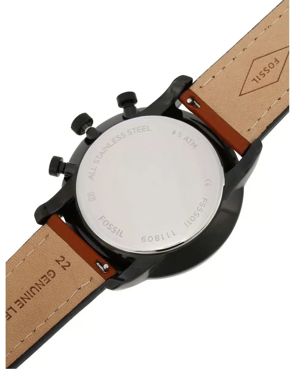 Fossil Goodwin FS5501 Chronograph Quartz Black Dial With Brown Leather Strap Men’s Watch