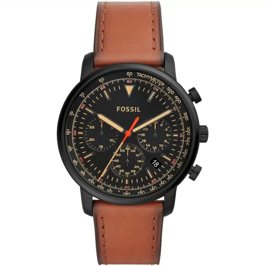 Fossil Goodwin FS5501 Chronograph Quartz Black Dial With Brown Leather Strap Men’s Watch