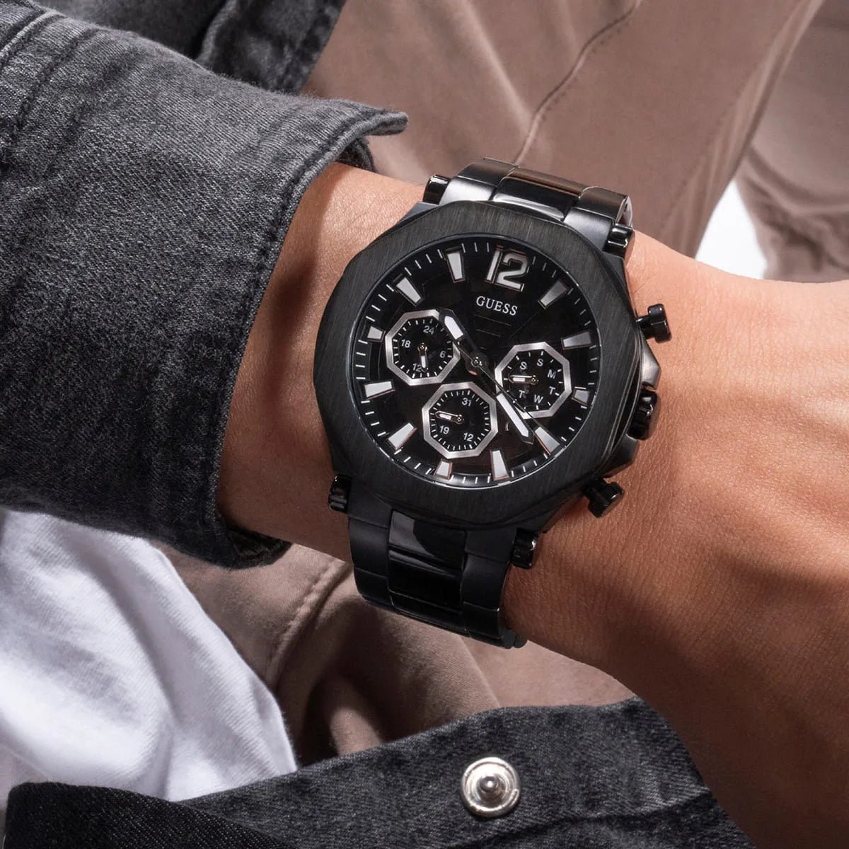 Guess Edge GW0539G3 Chronograph Quartz Full Black Tone Stainless Steel Chain Men’s Watch
