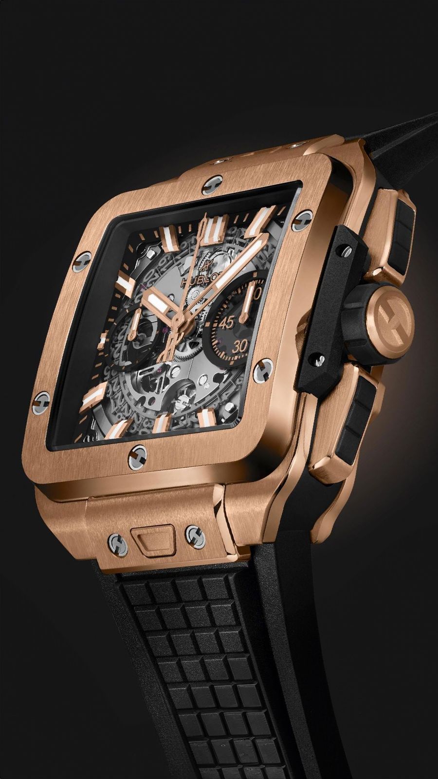 Hublot Square Bang Unico King Gold 42mm ( Ref: 821.OX.0180.RX ) Silicon Strap 1:1 Swiss Grade Men’s Watch