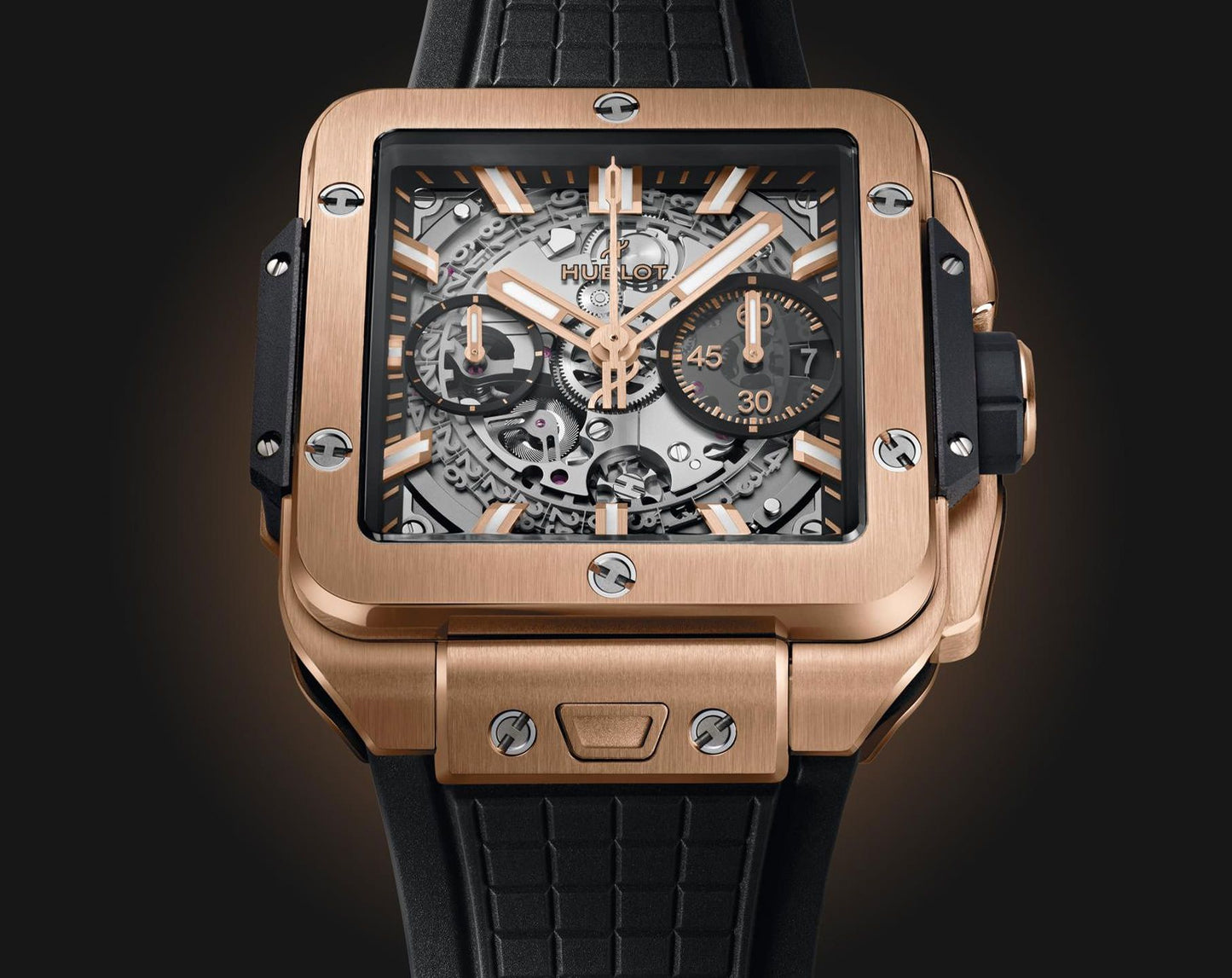 Hublot Square Bang Unico King Gold 42mm ( Ref: 821.OX.0180.RX ) Silicon Strap 1:1 Swiss Grade Men’s Watch