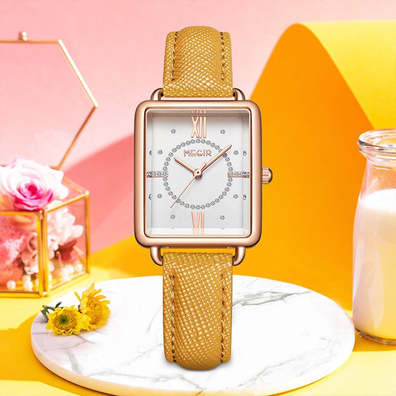 Megir ML7027LREBN-7N0 Quartz Yallow Genuine Leather Women’s watch
