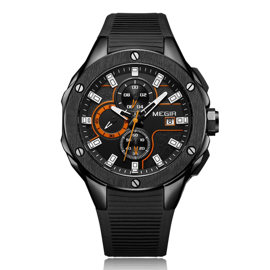 Megir MN2053G-BK-1N11 Chronograph Quartz Black Silicone Strap Men’s watch