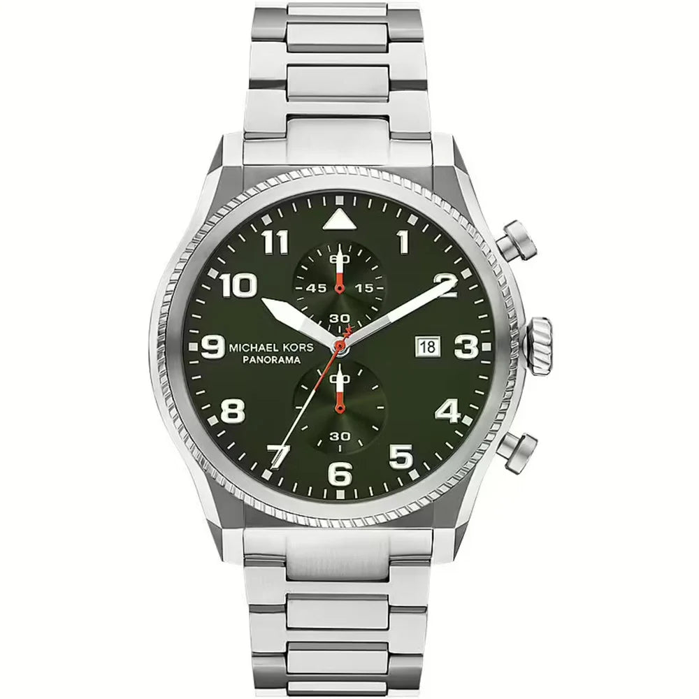 Michael Kors Panorama MK9196 Chronograph Quartz Green Dial Stainless Steel Chain Men’s Watch