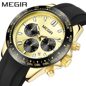 Megir MN8104GGD-BK-3 Chronograph Quartz Dualtone Gold Dial Silicone Strap Men’s watch