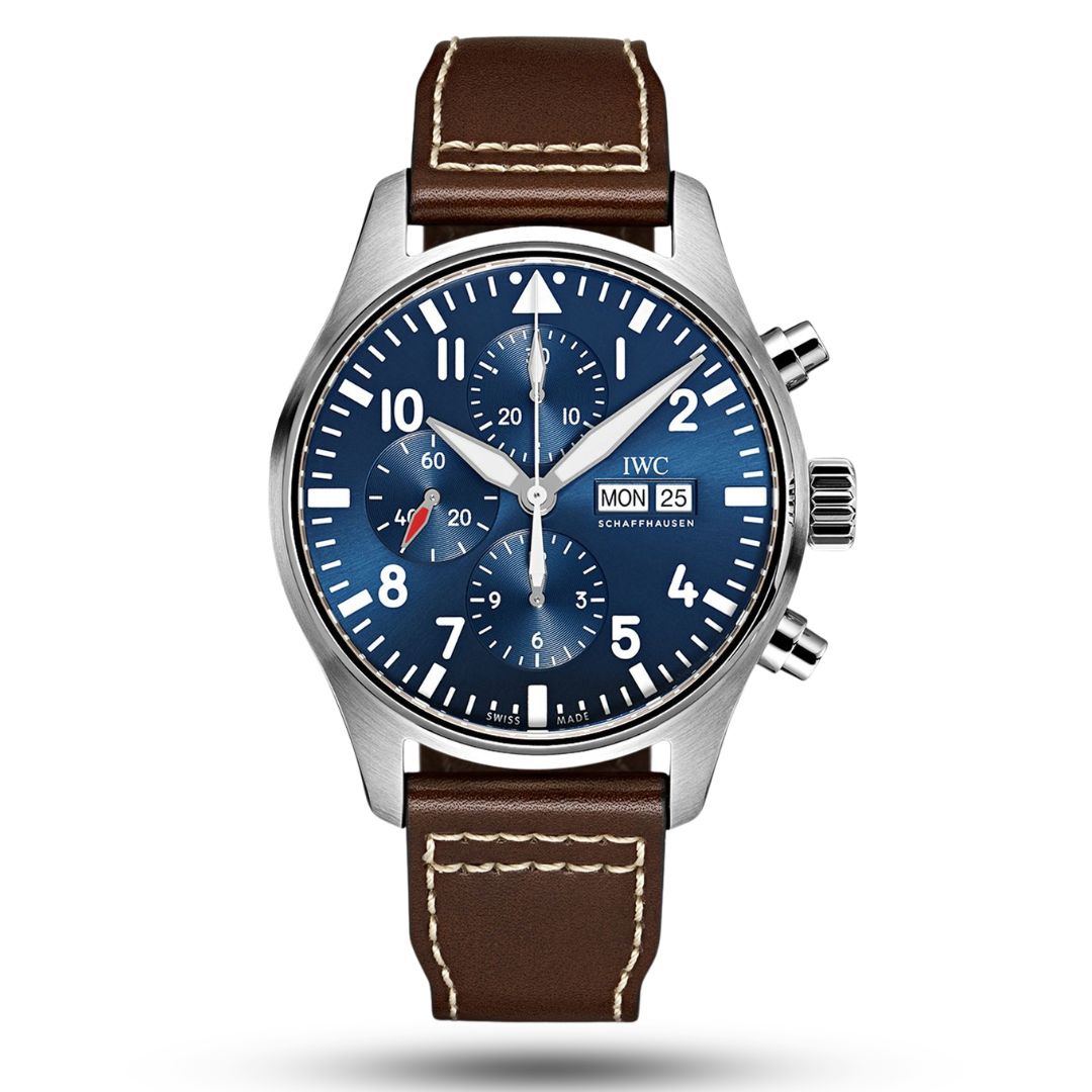 IWC Pilot’s "Le Petit Prince" Edition Chronograph Blue Dial Automatic Genuine Leather Strap Men's Watch