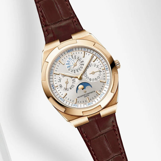 Vacheron Constantin Overseas Perpetual Calendar Automatic Stainless Steel Genuine Leather Strap Men’s Watch