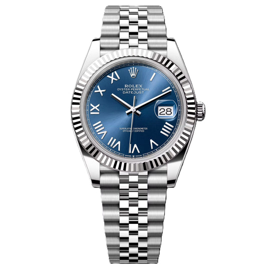 Rolex Datejust Azzurro Blue Roman Dial Oyster Perpetual Automatic Stainless Steel Chain Men’s Watch
