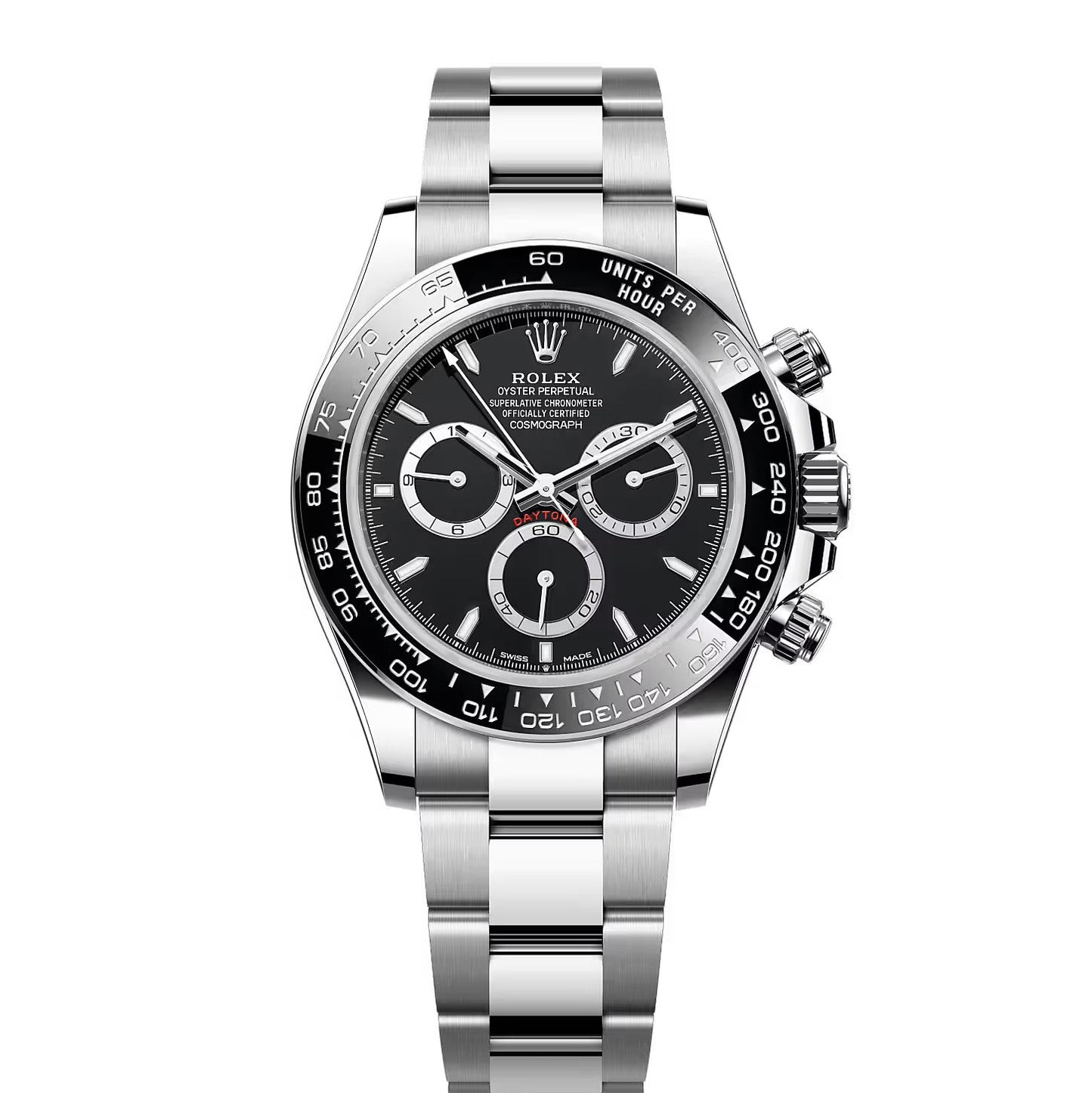 Rolex Daytona Oyster Perpetual Silver Case with Black Dial Automatic Stainless Steel Chain Men’s Watch