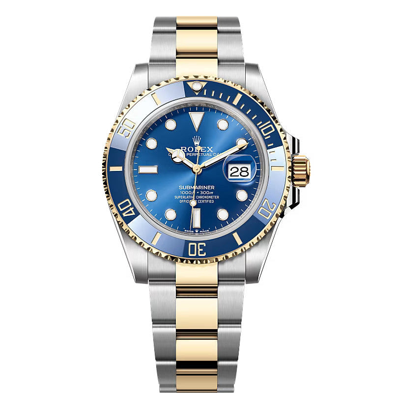 Rolex Submariner Date Dual Tone Blue Dial Automatic Stainless Steel Black Dial Men’s Chain Watch