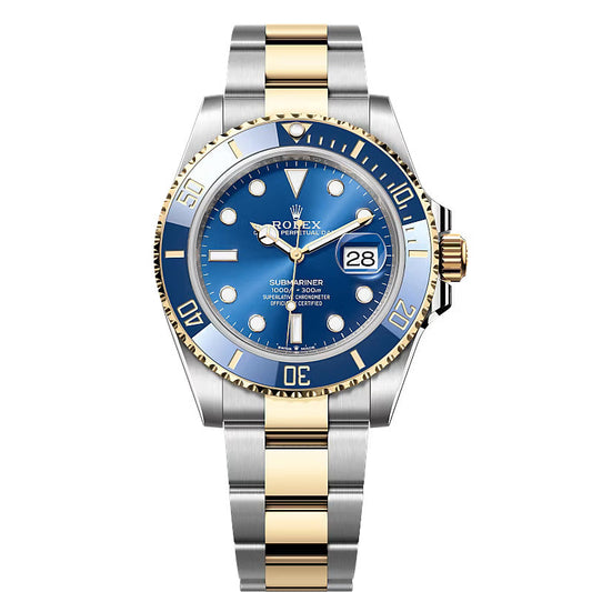 Rolex Submariner Date Dual Tone Blue Dial Automatic Stainless Steel Black Dial Men’s Chain Watch
