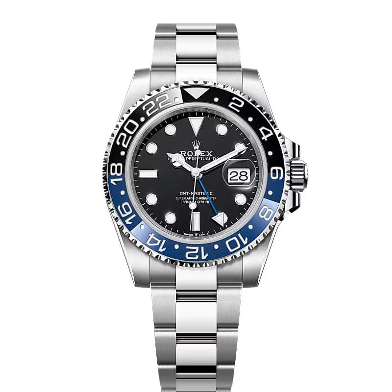 Rolex GMT Master II Automatic Silver Color with Black Dial Stainless Steel Chain Men’s Watch