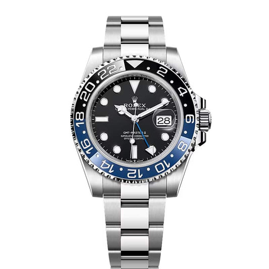 Rolex GMT Master II Automatic Silver Color with Black Dial Stainless Steel Chain Men’s Watch