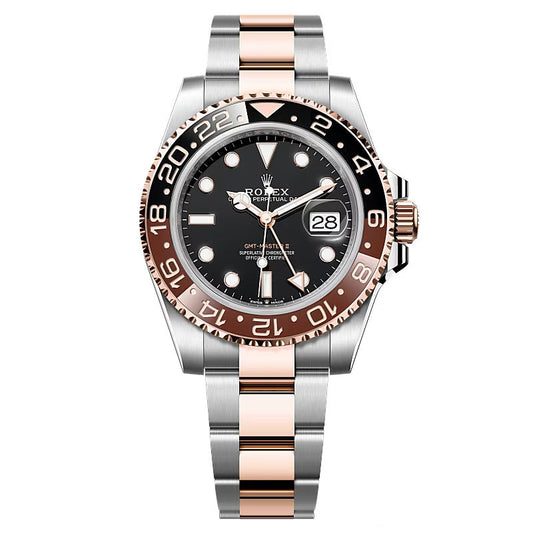 Rolex GMT Master II Root Beer Automatic Two-Tone Black Dial Stainless Steel Chain Men’s Watch