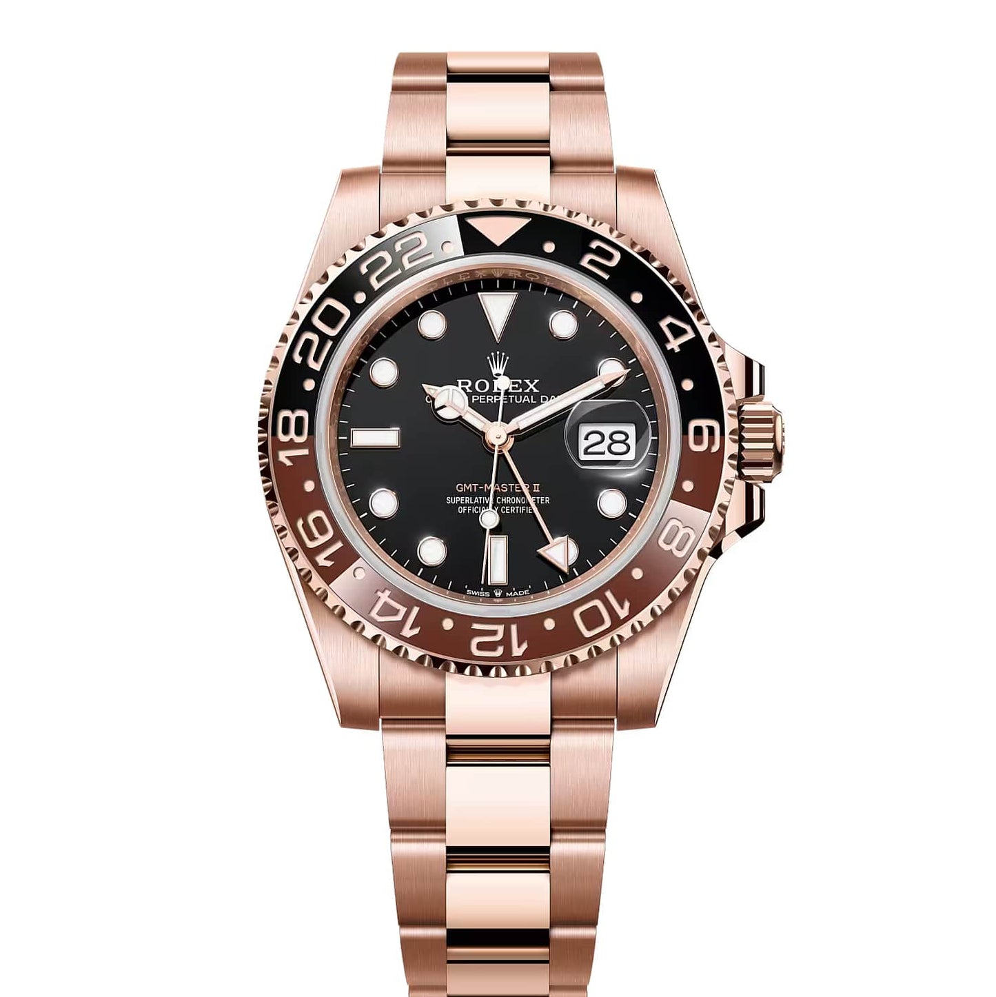 Rolex GMT Master II Automatic Rose Gold color with Black Dial Stainless Steel Chain Men’s Watch