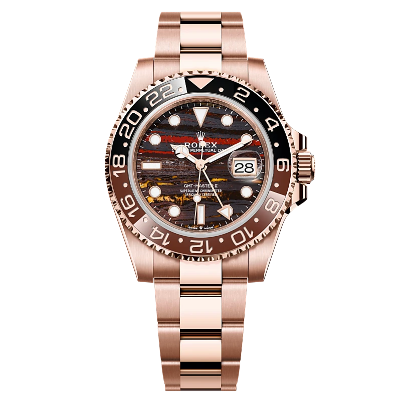 Rolex GMT Master II Tiger Iron Automatic Everose-Gold Stainless Steel Chain Men’s Watch