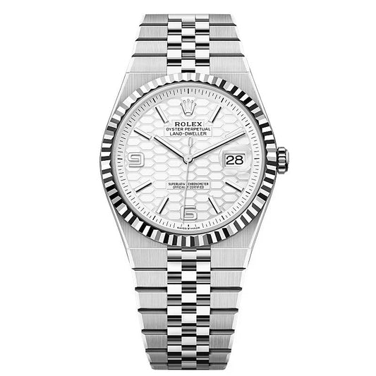 Rolex Land-Dweller White Dial Automatic Stainless Steel Flat Jubilee Bracelet  Men's Watch