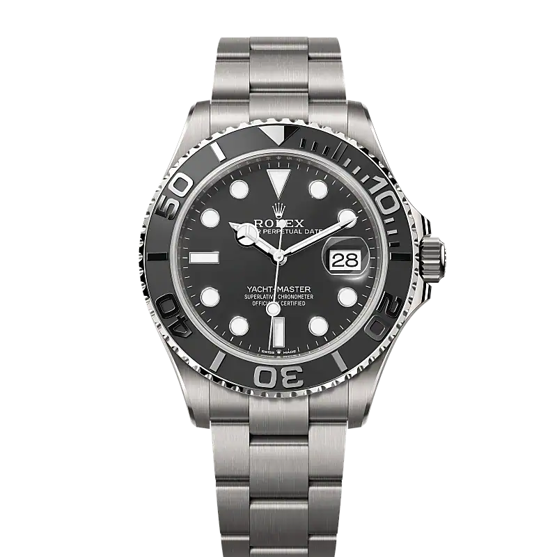 Rolex Yacht-Master Automatic Full Silver Color With Black Dial Stainless Steel Chain Men’s Watch