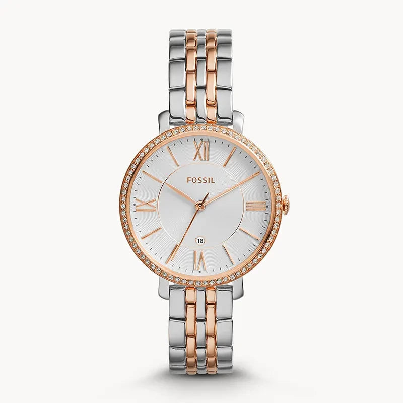 Fossil Jacqueline ES3634 White Dial Quartz Stainless Steel Chain Women’s Watch
