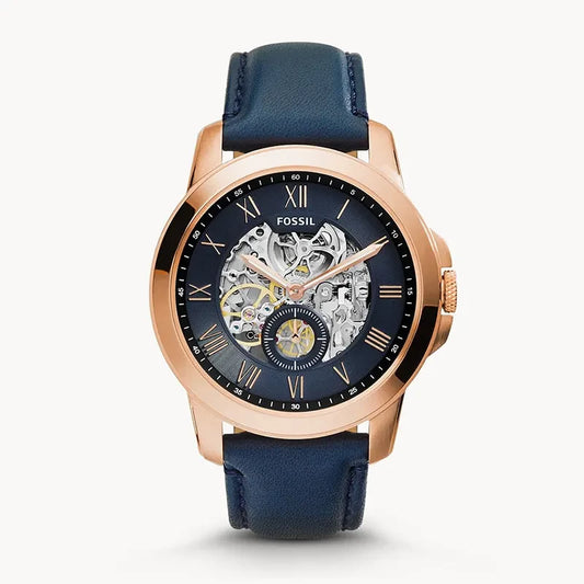 Fossil Grant ME3054 Skeleton Automatic Rose Gold-Tone Genuine Leather Men’s Watch