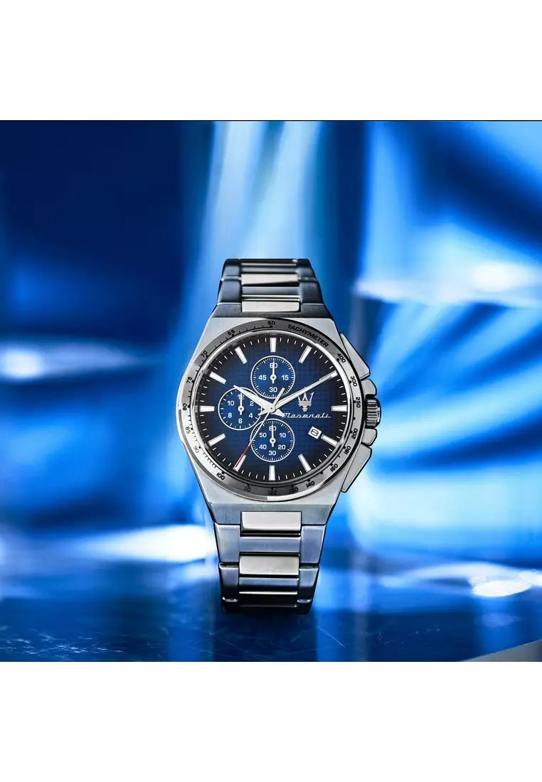 Maserati Velocita R8873653003 Chronograph Quartz Blue Dial Silver-Tone Stainless Steel Chain Men’s Watch