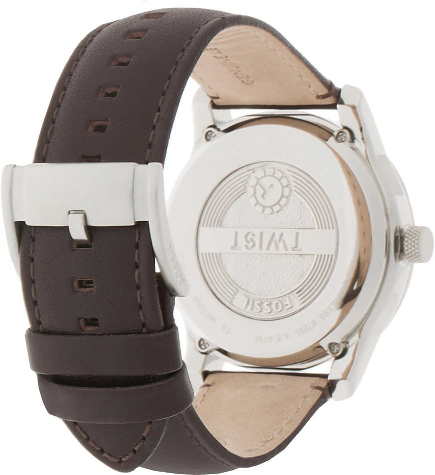 Fossil Twist ME1098 Multifunctional Grey Taupe Dial Automatic Genuine Leather Strap Men’s Watch