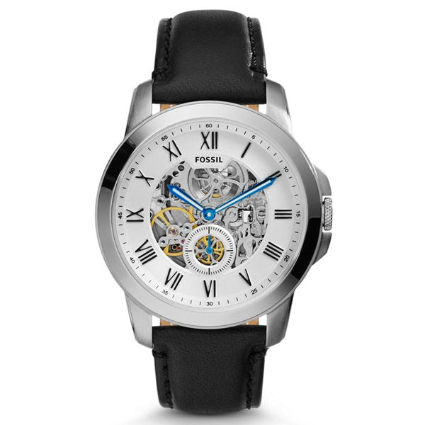 Fossil Grant ME3053 Automatic Skeleton White Dial Genuine Leather Men’s Watch