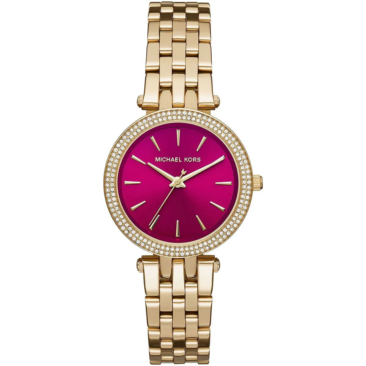 Michael Kors Darci MK3444 Quartz Golden-Tone Red Dial Stainless Steel Chain Ladies Watch