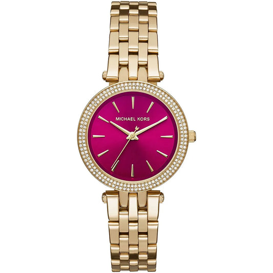 Michael Kors Darci MK3444 Quartz Golden-Tone Red Dial Stainless Steel Chain Ladies Watch
