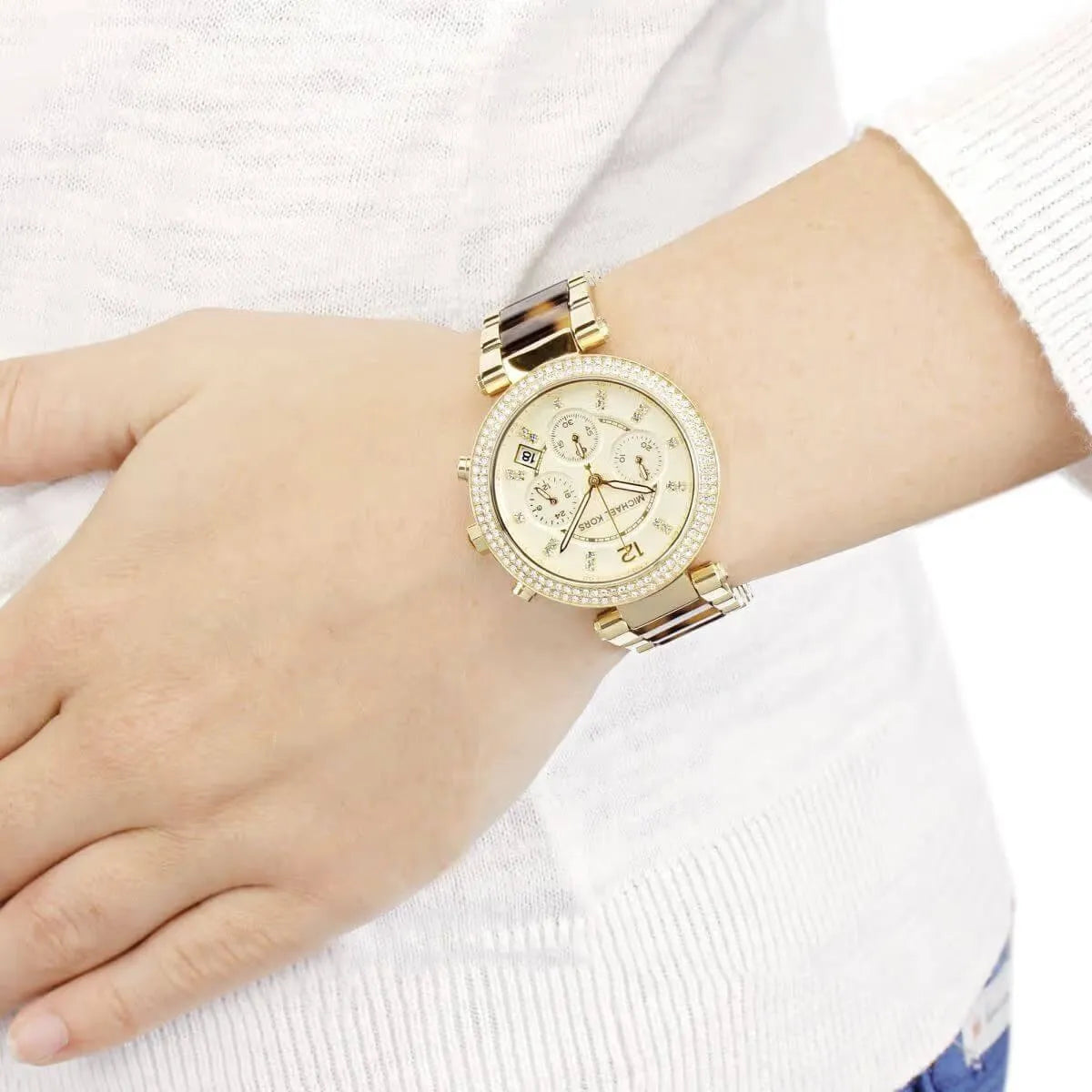 Michael Kors Parker MK5688 Chronograph Quartz Stainless Steel And Tort Acetate Bracelet Women’s Watch