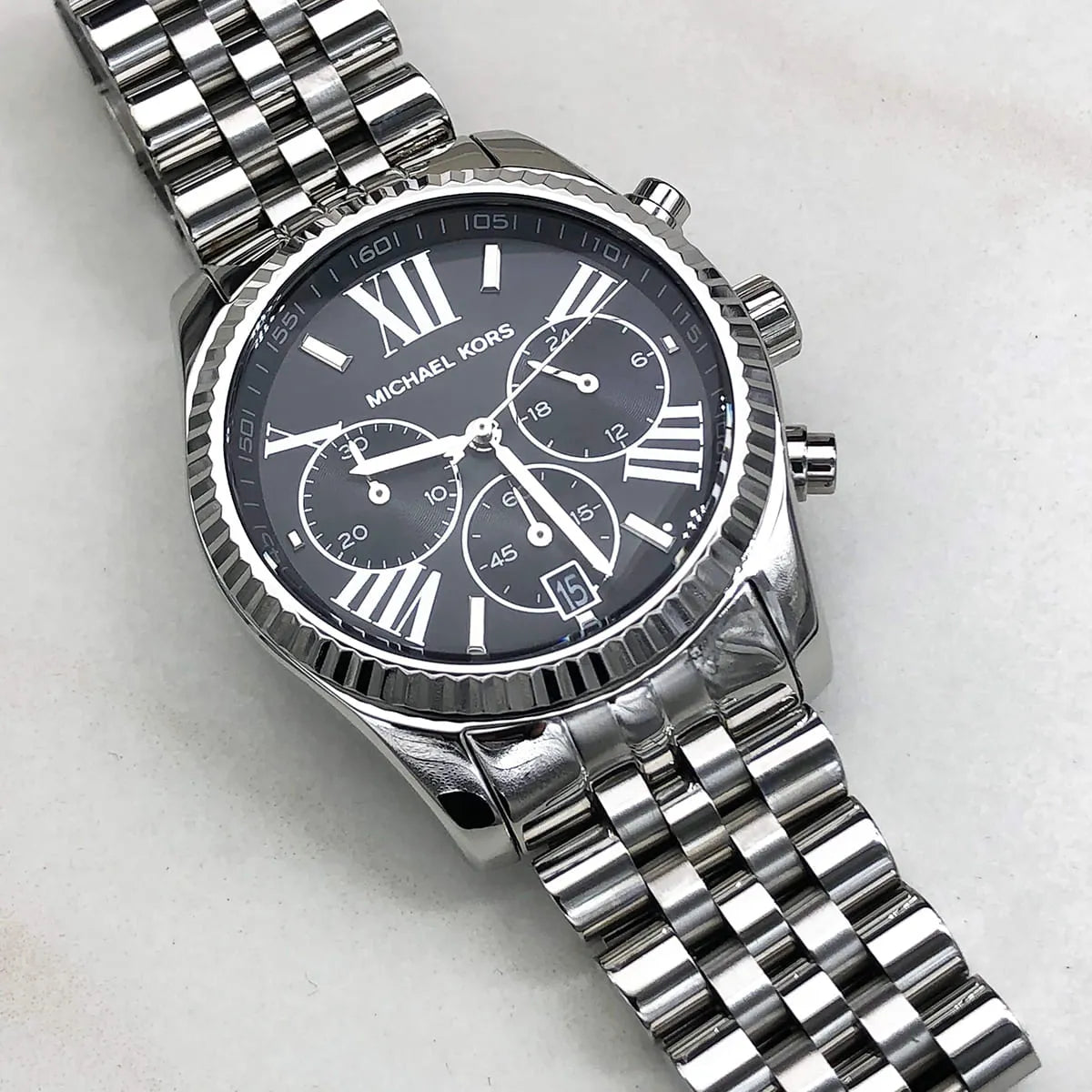 Michael Kors Lexington MK5708 Chronograph Quartz Silver-Tone Stainless Steel Chain Ladies Watch
