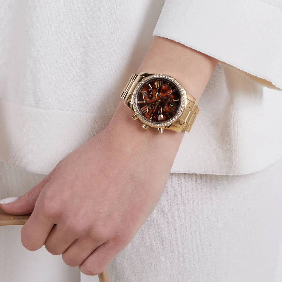 Michael Kors Lexington MK7276 Chronograph Quartz Golden-Tone Stainless Steel Chain Ladies Watch