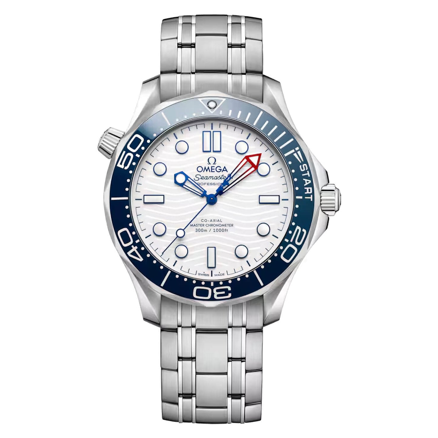 Omega Seamaster Diver 300M "America's Cup Edition" Automatic White Dial Stainless Steel Chain Men's Watch