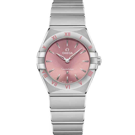 Omega Constellation Pink Dial Stainless Steel Chain Quartz Women's Watch