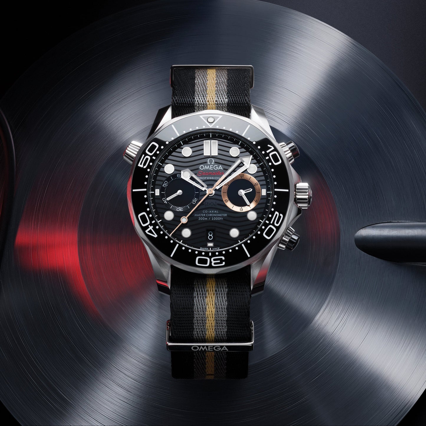 Omega Seamaster Diver 300M Chronograph Quartz "007 First Light" Stainless Steel Edition Nato Strap Men's Watch