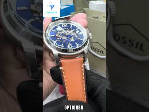 Fossil Heritage ME3263 Automatic Blue Dial Skeleton Genuine Leather Strap Men’s Watch