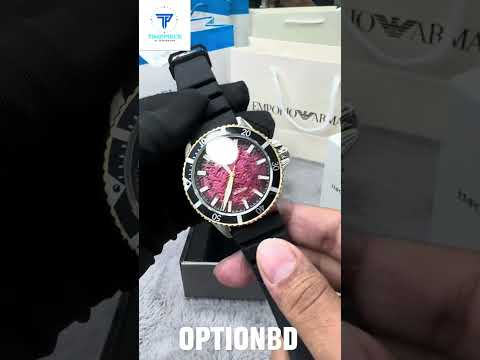 Emporio Armani AR60070 Automatic Black Silicon Strap Maroon Dial Men’s Watch