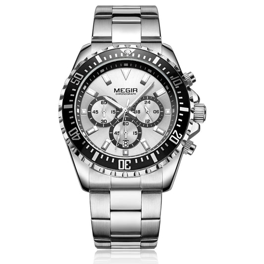 Megir MS2064G-1N7 Chronograph Quartz Silver Stainless Steel Chain Men’s watch