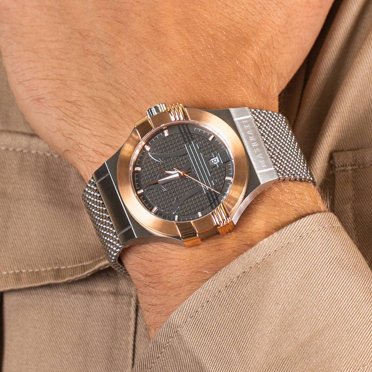 Maserati Potenza R8853108007 Quartz Gray Dial Stainless Steel Mesh Chain Men’s Watch