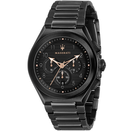 Maserati Triconic R8873639003 Chronograph Quartz Black Dial Stainless Steel Full Black Tone Chain Men’s Watch