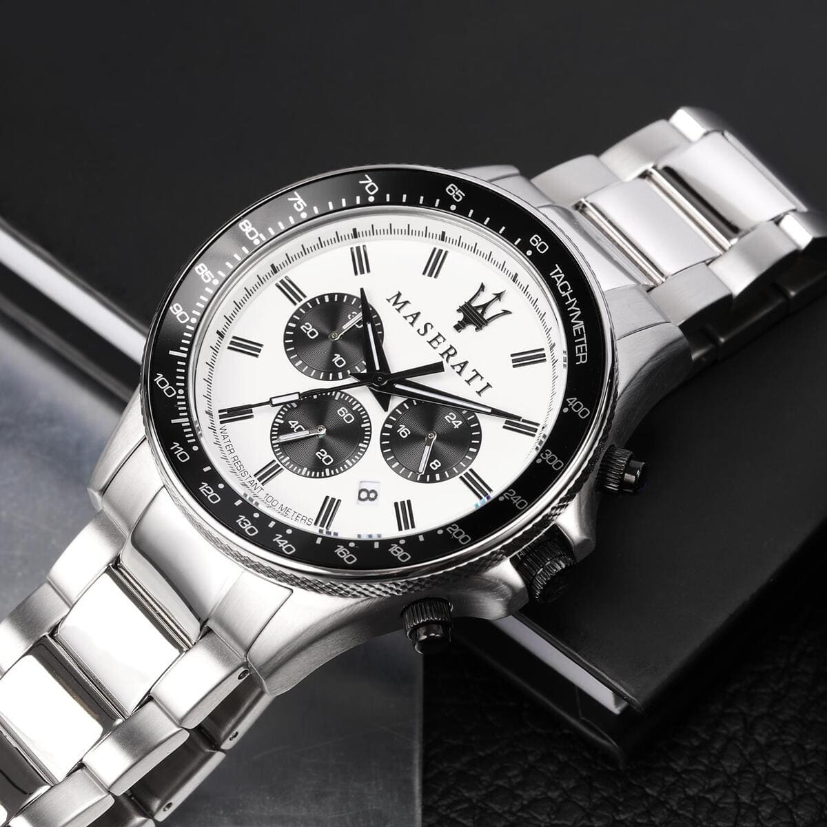 Maserati Sfida R8873640003 Chronograph Quartz White Dial Stainless Steel Chain Men’s Watch