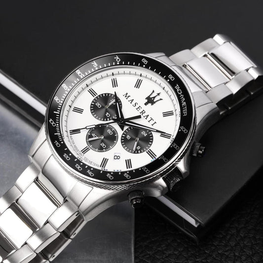 Maserati Sfida R8873640003 Chronograph Quartz White Dial Stainless Steel Chain Men’s Watch